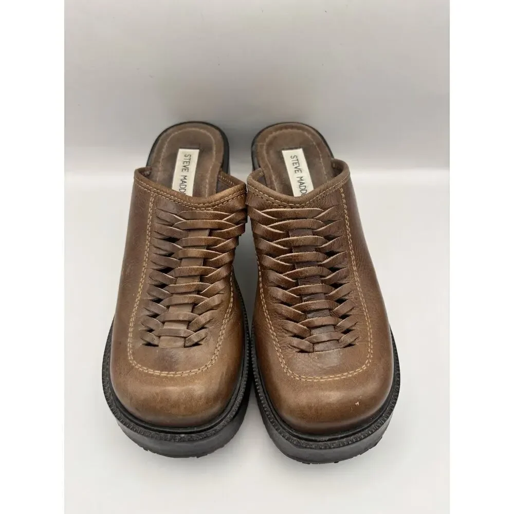Steve Madden Vintage Y2K Platform Wooden Clogs Women Size 8
